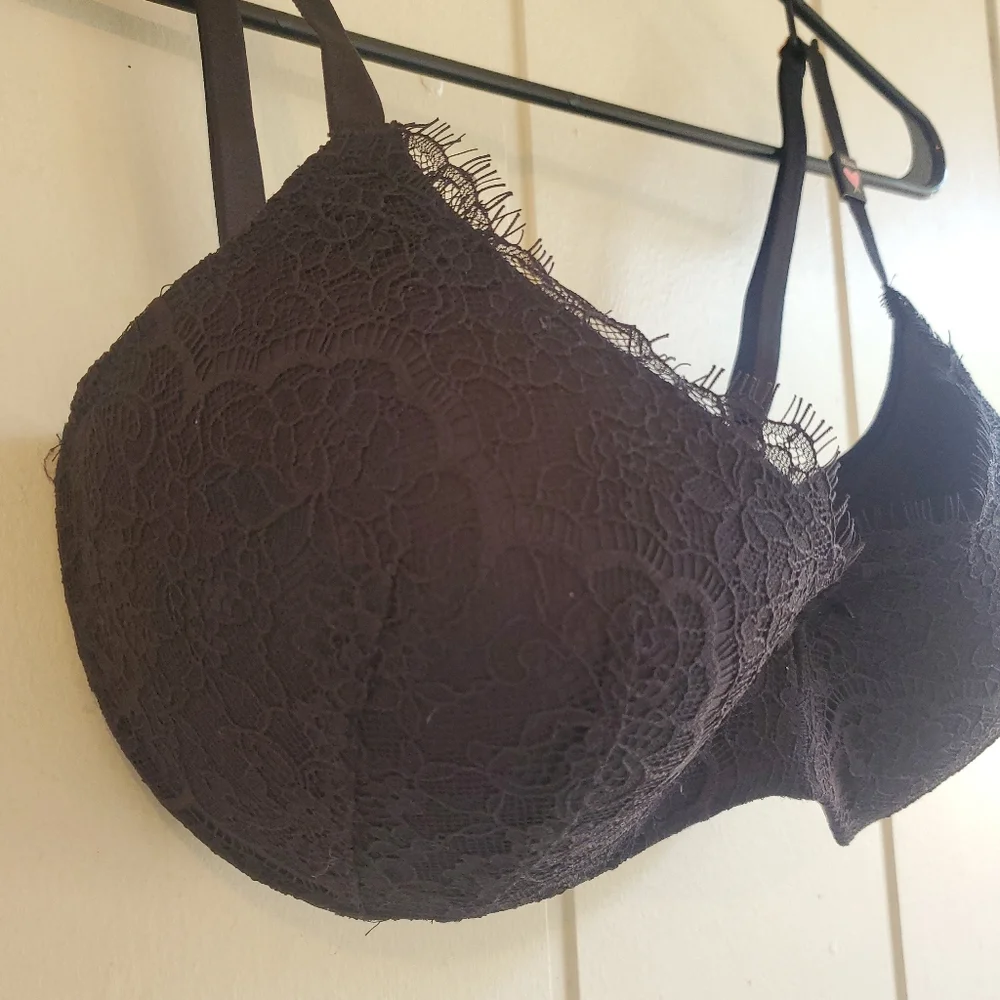 VICTORIA SECRET 32DDD DREAM ANGELS PUSH-UP BRA BLACK Lace Underwire New
